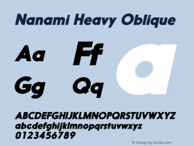 Nanami HeavyOblique Version 1.003 Font Sample