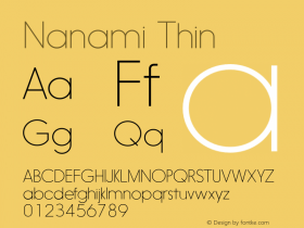Nanami Thin Version 1.003 Font Sample