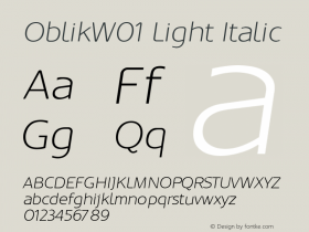 OblikW01 Light Italic Version 1.00 Font Sample