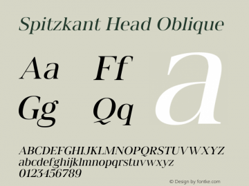 SpitzkantHead-Oblique Version 1.000;hotconv 1.0.109;makeotfexe 2.5.65596;com.myfonts.easy.julien-fincker.spitzkant.head-regular-oblique.wfkit2.version.5w87 Font Sample