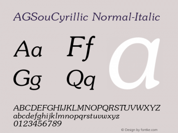 AGSouCyrillic Normal-Italic 001.000图片样张