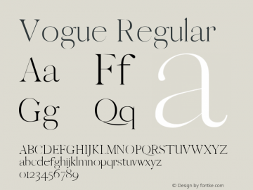 Vogue regular 0.1.0 Font Sample