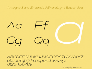Artegra Sans Extended ExtLt Version 1.00;com.myfonts.easy.artegra.artegra-sans.extend-extralight-italic.wfkit2.version.4Kr3图片样张