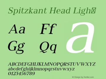 Spitzkant Head Light Version 1.000;hotconv 1.0.109;makeotfexe 2.5.65596;com.myfonts.easy.julien-fincker.spitzkant.text-regular-oblique.wfkit2.version.5w8h图片样张
