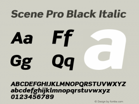 Scene Pro Black Italic Version 1.009;PS 001.000;Core 1.0.38;makeotf.lib1.6.5960图片样张