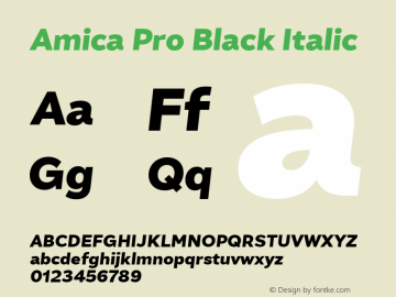 AmicaPro-BlackItalic 1.000 Font Sample