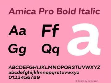 AmicaPro-BoldItalic 1.000 Font Sample