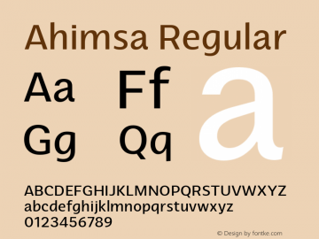 Ahimsa Regular Version 1.000;hotconv 1.0.109;makeotfexe 2.5.65596;com.myfonts.easy.satori-tf.ahimsa.regular.wfkit2.version.5pWk Font Sample