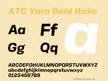 ATCYara-BoldItalic Version 1.002;PS 001.002;hotconv 1.0.88;makeotf.lib2.5.64775图片样张
