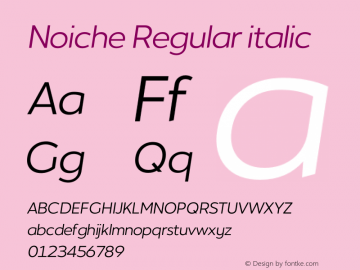 Noiche Regular italic Version 1.00;July 24, 2020;FontCreator 13.0.0.2670 64-bit Font Sample