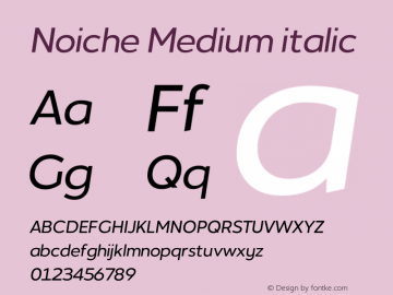 Noiche Medium italic Version 1.00;July 24, 2020;FontCreator 13.0.0.2670 64-bit Font Sample