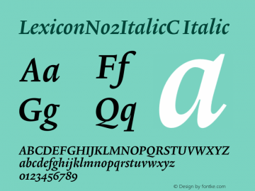 LexiconNo2ItalicC-Txt 001.000 Font Sample