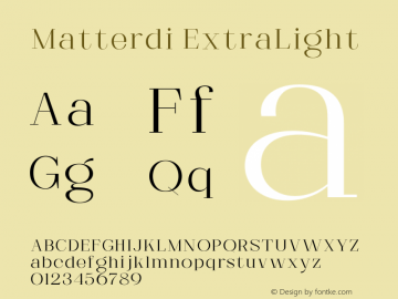 Matterdi ExtraLight Version 1.000 Font Sample