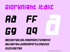 Glorynight Italic 1.000 Font Sample