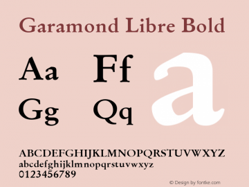 Garamond Libre Bold Version 1.4 Font Sample