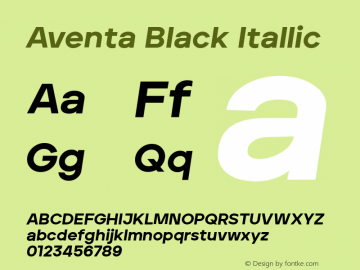 Aventa-BlackItallic Version 1.002 | wf-rip DC20200415 Font Sample