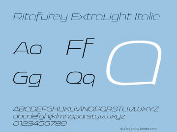 Ritafurey ExtraLight Italic 001.000 Font Sample