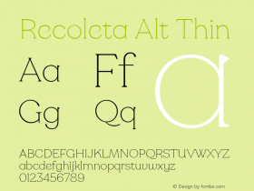 Recoleta Alt Thin Version 1.000;PS 001.000;hotconv 1.0.88;makeotf.lib2.5.64775 Font Sample