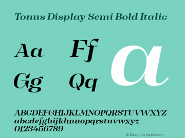 Tonus Display Semi Bold Italic 1.000图片样张