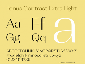 Tonus Contrast Extra Light 1.000 Font Sample
