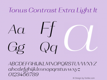 Tonus Contrast Extra Light It 1.000 Font Sample