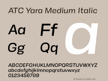 ATC Yara Medium Italic Version 1.002;PS 001.002;hotconv 1.0.88;makeotf.lib2.5.64775图片样张