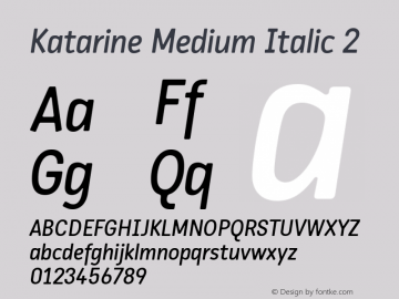 Katarine Medium Italic 2 Version 1.000;PS 1.0 Font Sample