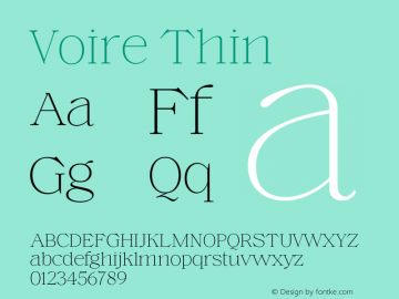 Voire Thin Version 1.000 Font Sample