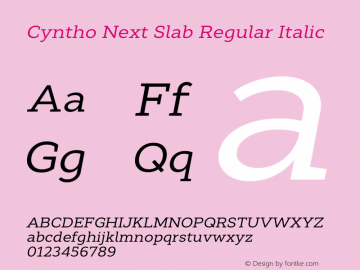 CynthoNextSlab-Italic Version 1.000 | wf-rip DC20190425 Font Sample