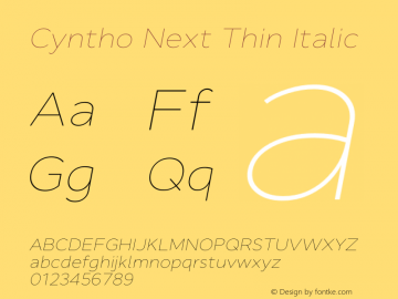 CynthoNext-ThinItalic Version 1.000 | wf-rip DC20190425 Font Sample