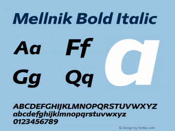 Mellnik-BoldItalic Version 1.00图片样张