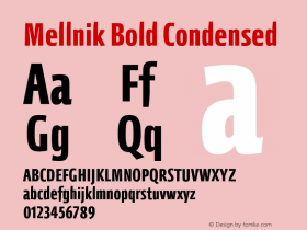 Mellnik-BoldCondensed Version 1.00 Font Sample