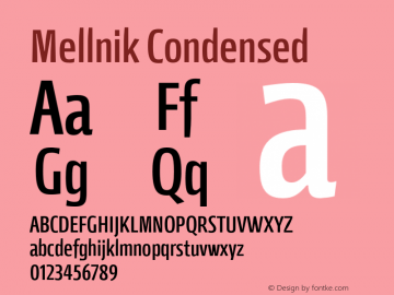 Mellnik-Condensed Version 1.00 Font Sample