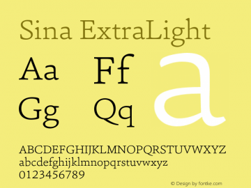 Sina-ExtraLight Version 1.00 Font Sample