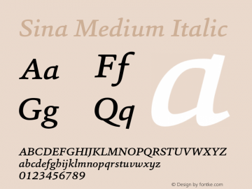 Sina-MediumItalic Version 1.00 Font Sample