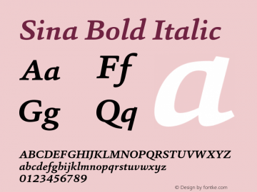 Sina-BoldItalic Version 1.00 Font Sample