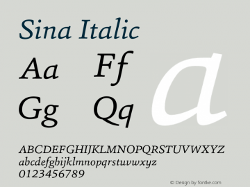 Sina-Italic Version 1.00 Font Sample