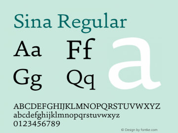Sina-Regular Version 1.00 Font Sample