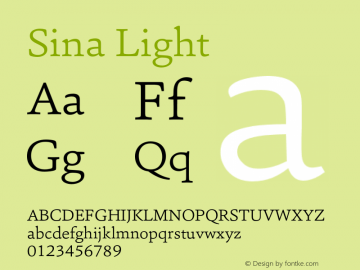 Sina-Light Version 1.00 Font Sample