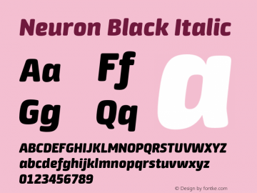 NeuronBlack-Italic Version 1.000 | w-rip DC20121110 Font Sample