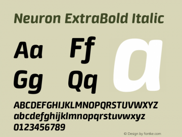 NeuronExtraBold-Italic Version 1.000 | w-rip DC20121110 Font Sample