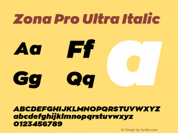 ZonaPro-UltraItalic Version 2.001图片样张