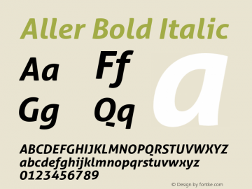 Aller-BoldItalic Version 1.010 Font Sample