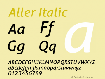 Aller-Italic Version 1.010 Font Sample