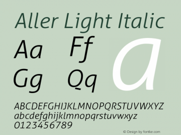 Aller-LightItalic Version 1.010 Font Sample