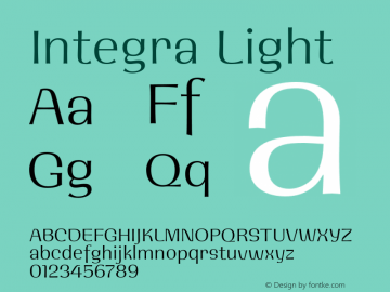 Integra Light Version 1.000 | w-rip DC20190525 Font Sample