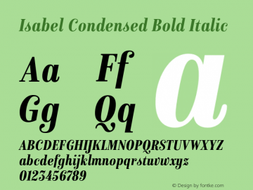 IsabelCondensed-Bold-Italic Version 1.000 | w-rip DC20170330图片样张