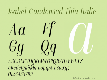 IsabelCondensed-Thin-Italic Version 1.000 | w-rip DC20170330图片样张