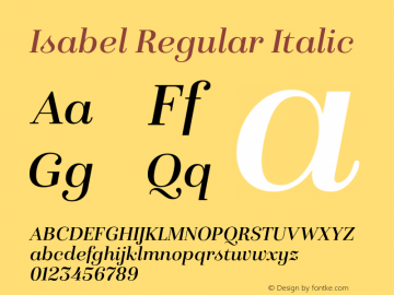 Isabel-Regular-Italic Version 1.000 | w-rip DC20161210图片样张