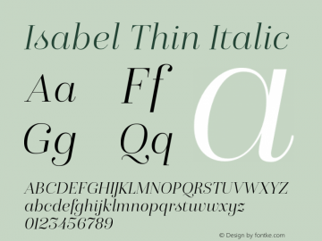 Isabel-Thin-Italic Version 1.000 | w-rip DC20161210 Font Sample